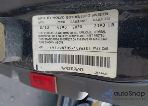 1994 Volvo 940 from USA, damaged, VIN YV1JW8705R1096281